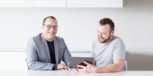 Marketing consultant in a meeting with a male client